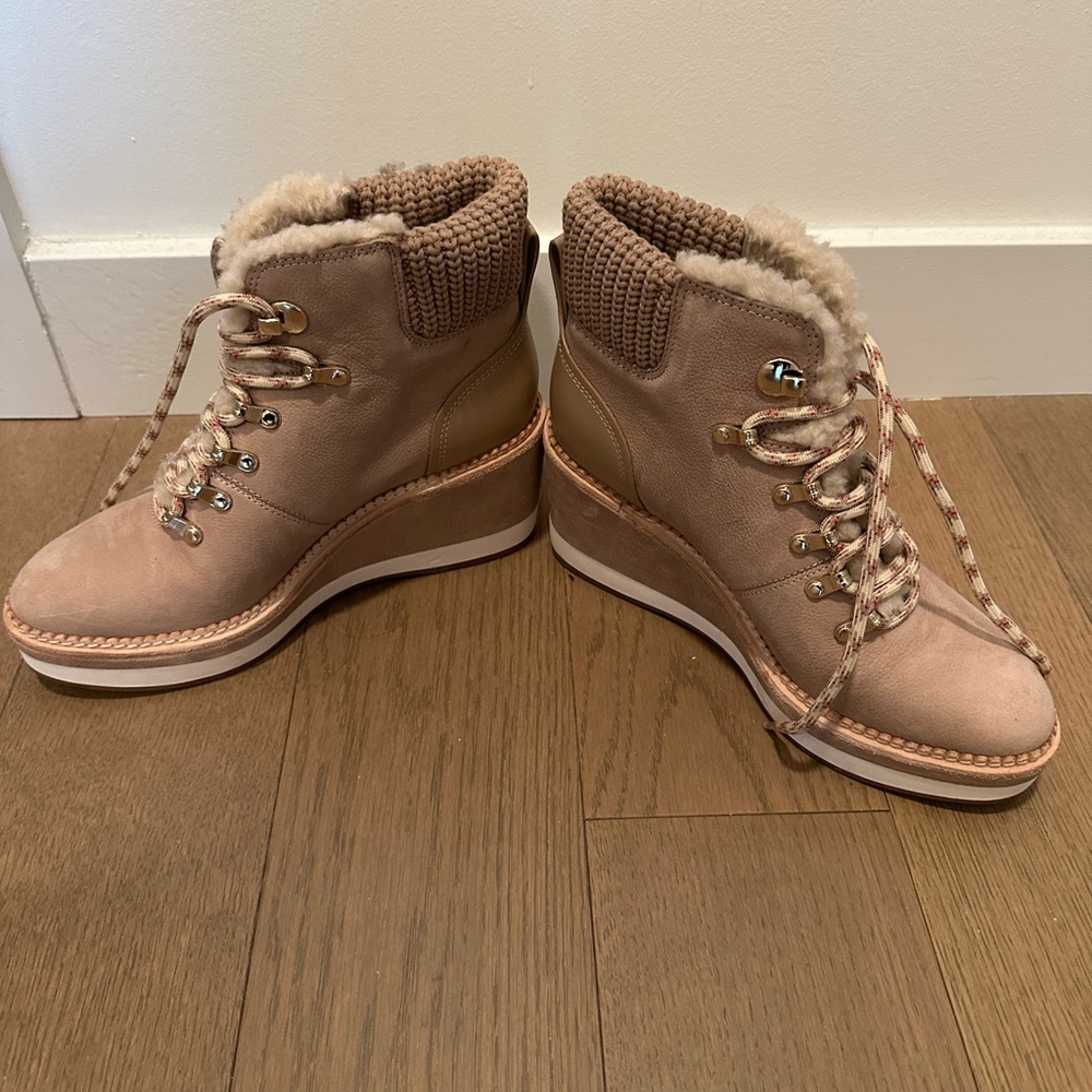 Women's Kate Spade Pink 7.5 Wedge Boots with fur